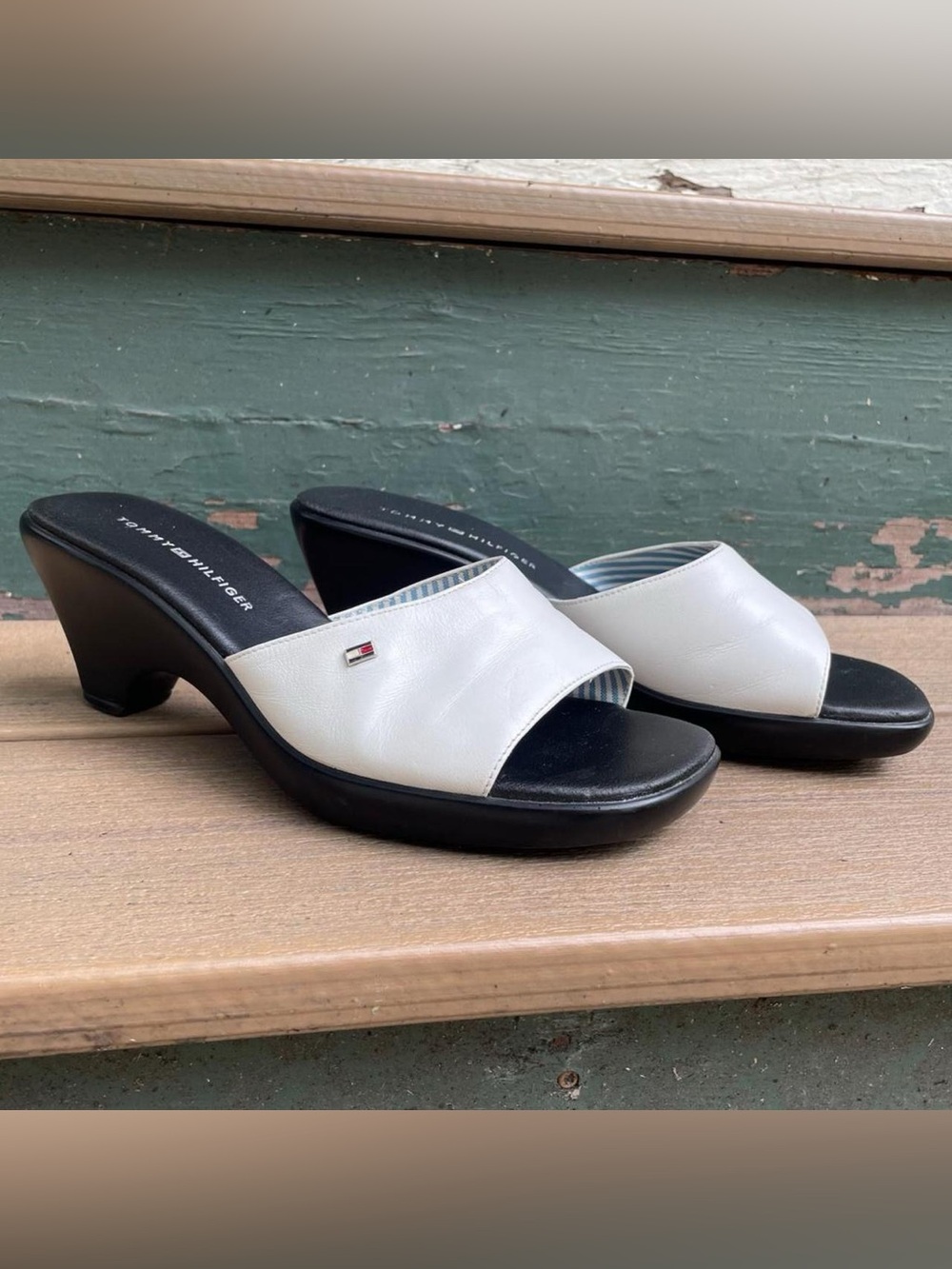 Vintage Y2K  Tommy Hilfiger White Mule Sandals